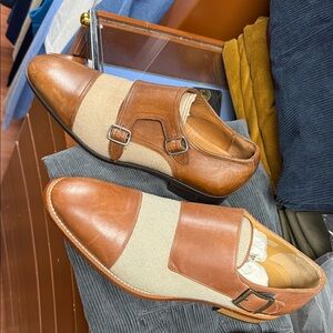 Made in Italy , Elegant Tan & Cream Men's Leather Derbys
